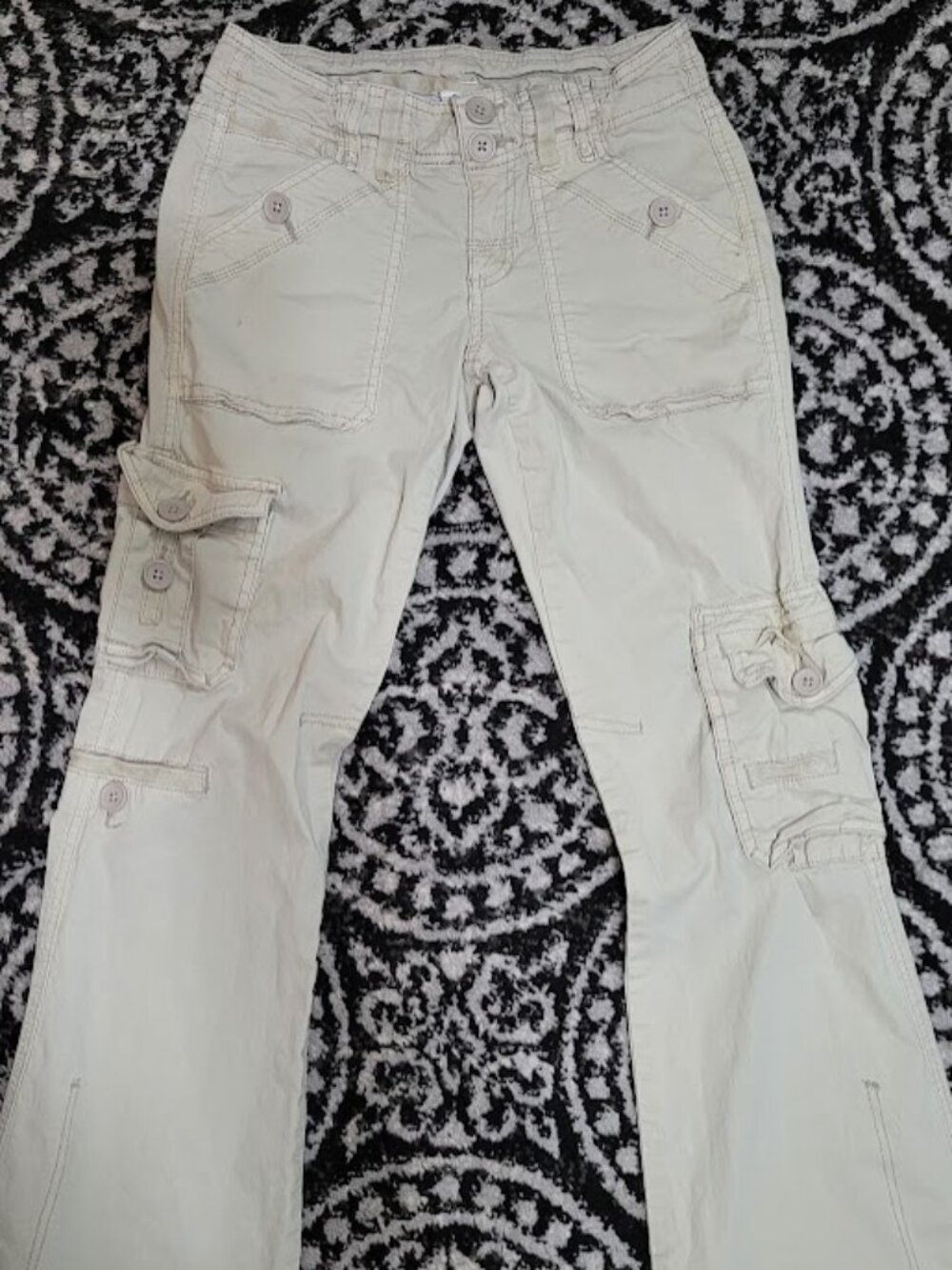 Flared Beige Garage Cargo Pants